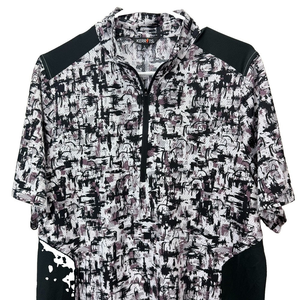 Kerrits Equibreeze Ice Fil Short Sleeve Shirt Horse Print 1/4 Zip Size LARGE - Picture 2 of 8